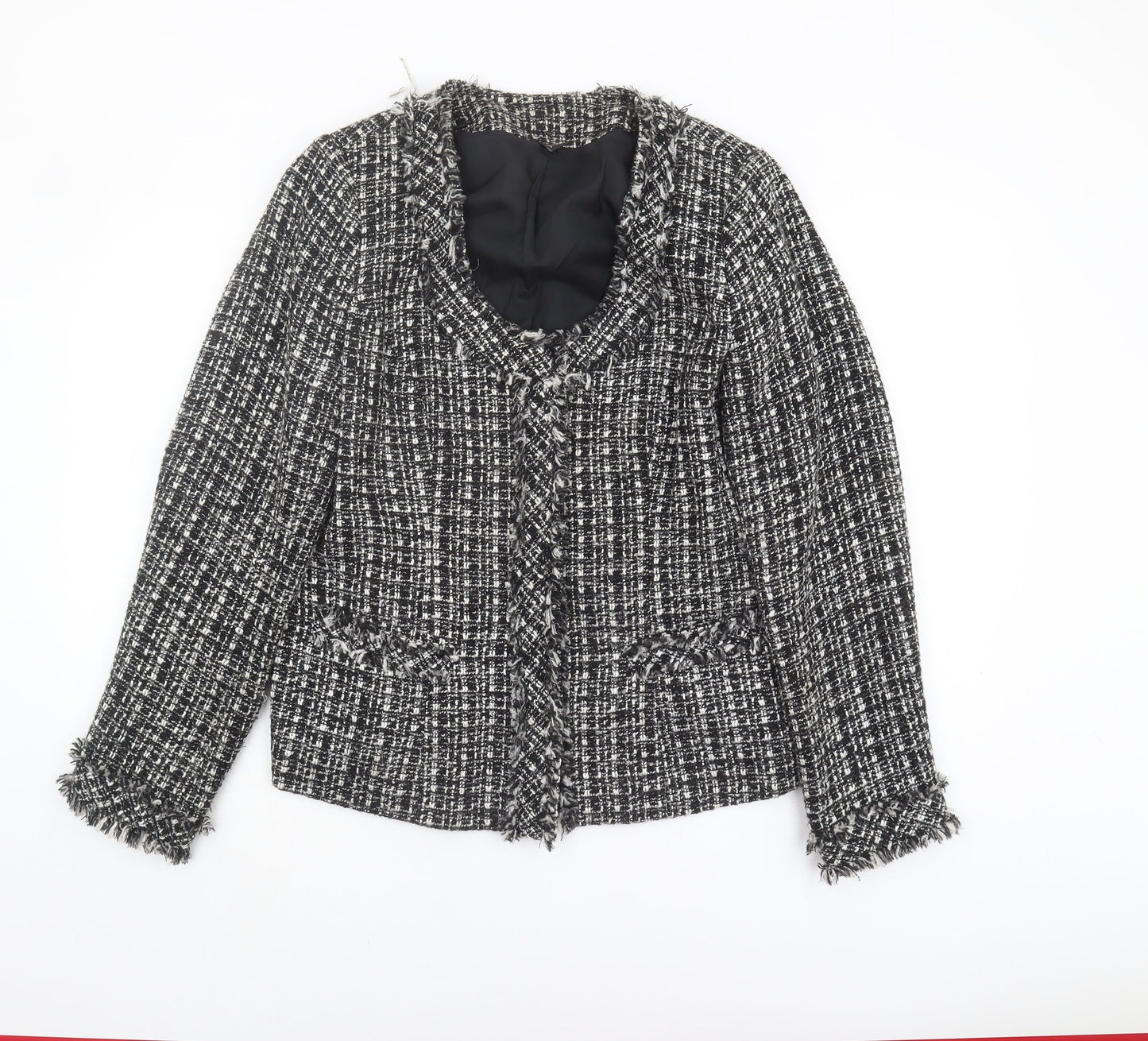 Yoek Women's Cropped Check Jacket Black Size 14