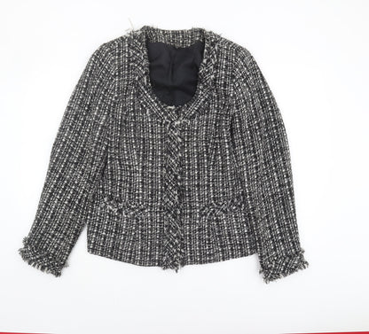 Yoek Women's Cropped Check Jacket Black Size 14