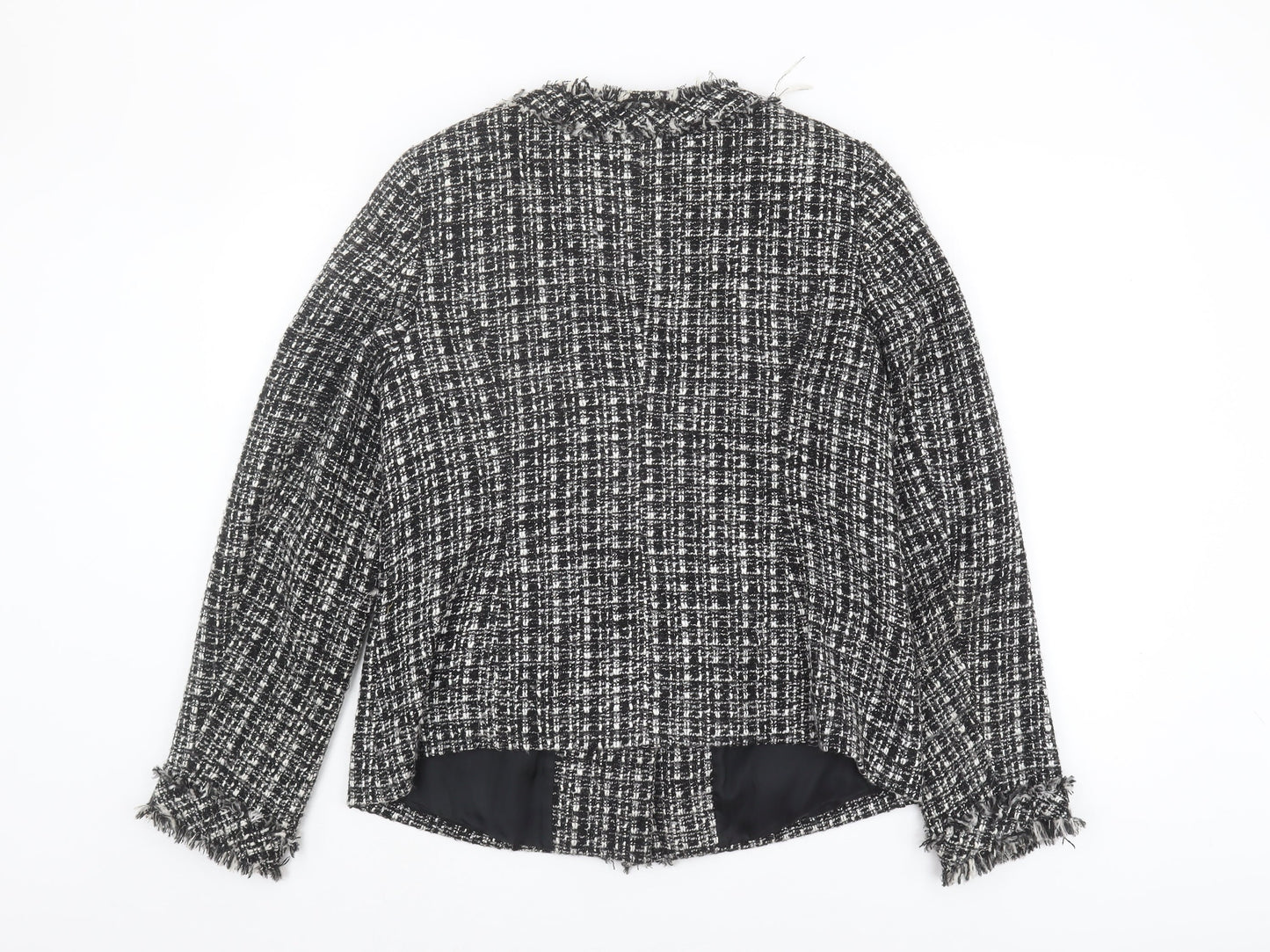 Yoek Women's Cropped Check Jacket Black Size 14