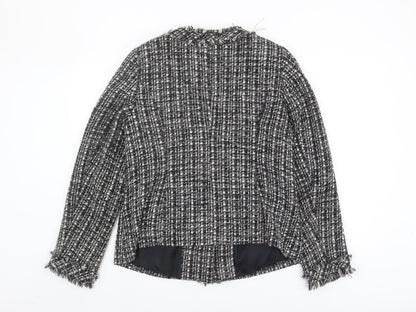 Yoek Women's Cropped Check Jacket Black Size 14