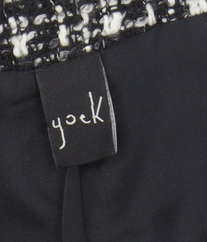 Yoek Women's Cropped Check Jacket Black Size 14
