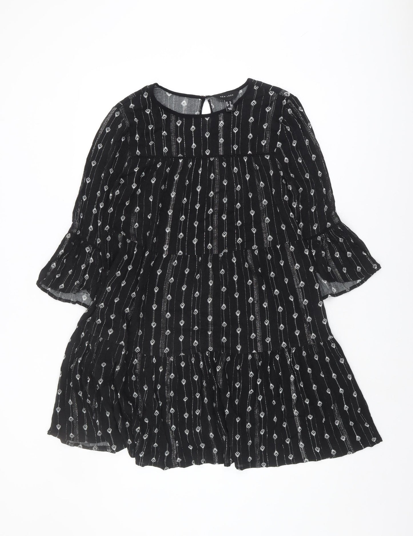 New Look Black Women’s Dress UK 10, Geometric Design