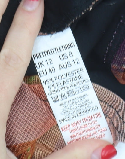 PrettyLittleThing Women's Orange Bodycon Strapless Dress, Size 12