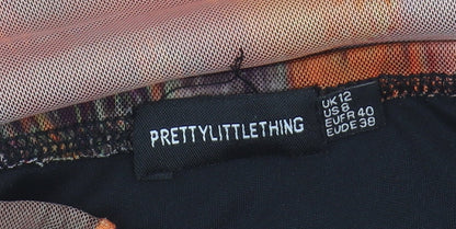 PrettyLittleThing Women's Orange Bodycon Strapless Dress, Size 12