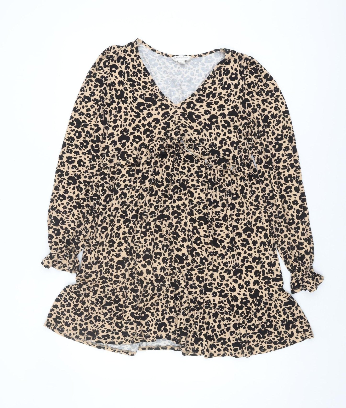 Miss Selfridge Women's Beige Animal Print Dress Size 12