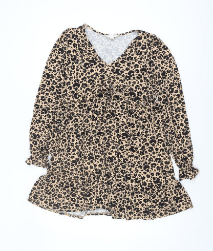 Miss Selfridge Women's Beige Animal Print Dress Size 12