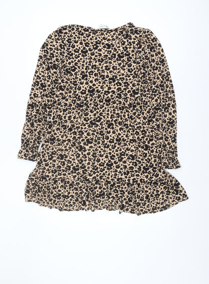 Miss Selfridge Women's Beige Animal Print Dress Size 12