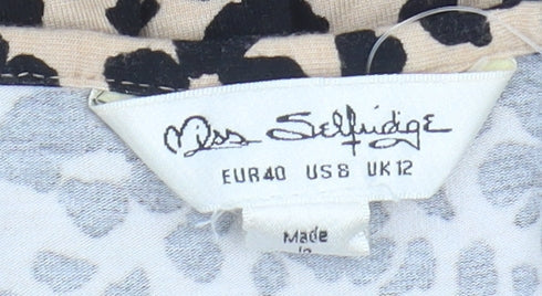 Miss Selfridge Women's Beige Animal Print Dress Size 12
