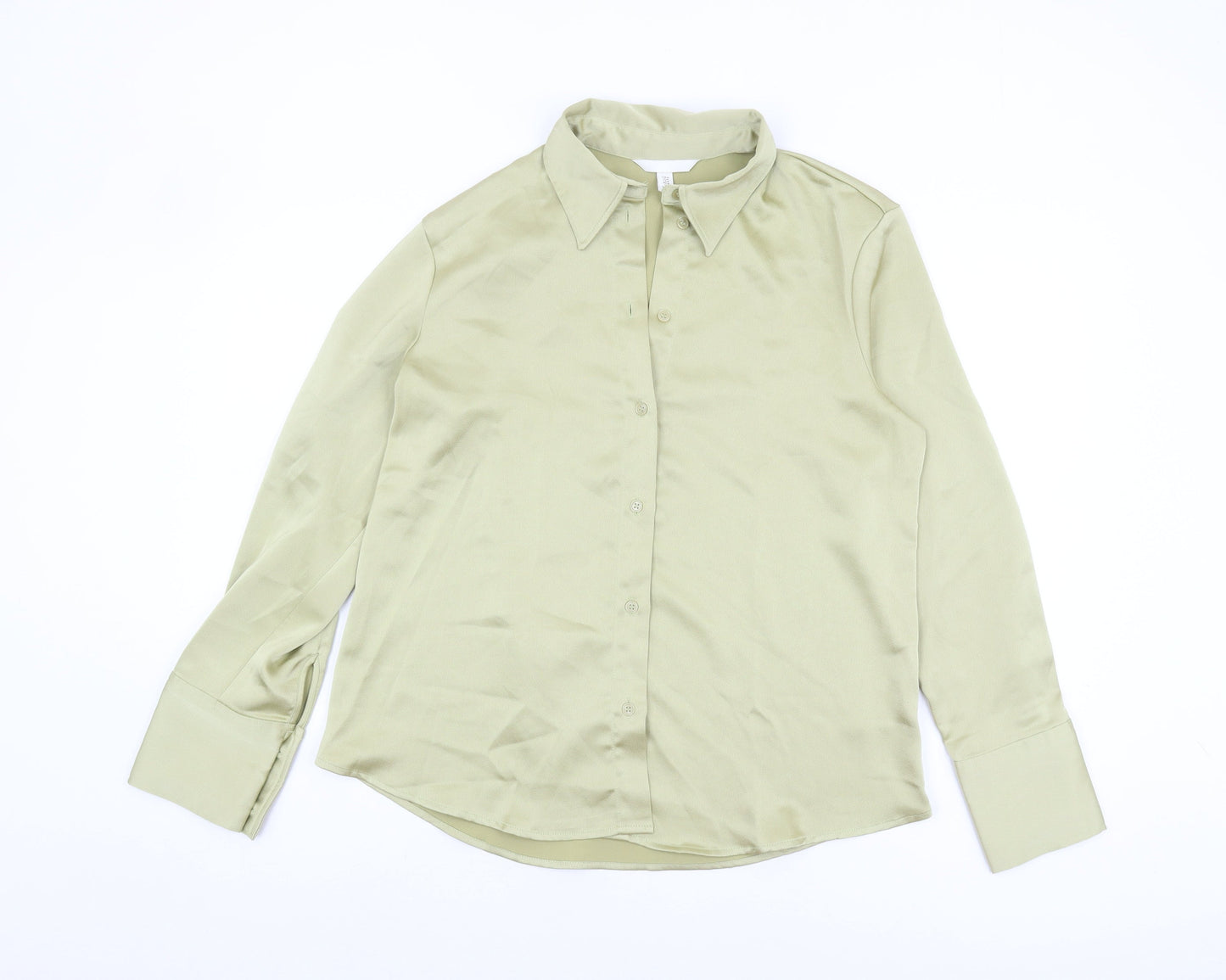 Womens UK Size 12 H&M Green Basic Button-Up