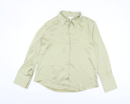 Womens UK Size 12 H&M Green Basic Button-Up