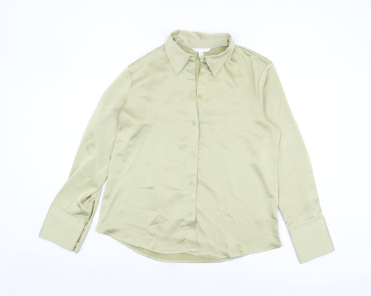 Womens UK Size 12 H&M Green Basic Button-Up