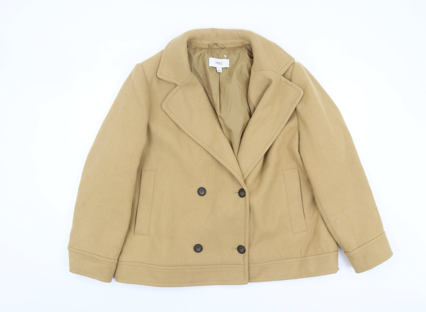 Womens UK Size 20 Marks and Spencer Beige Pea Coat