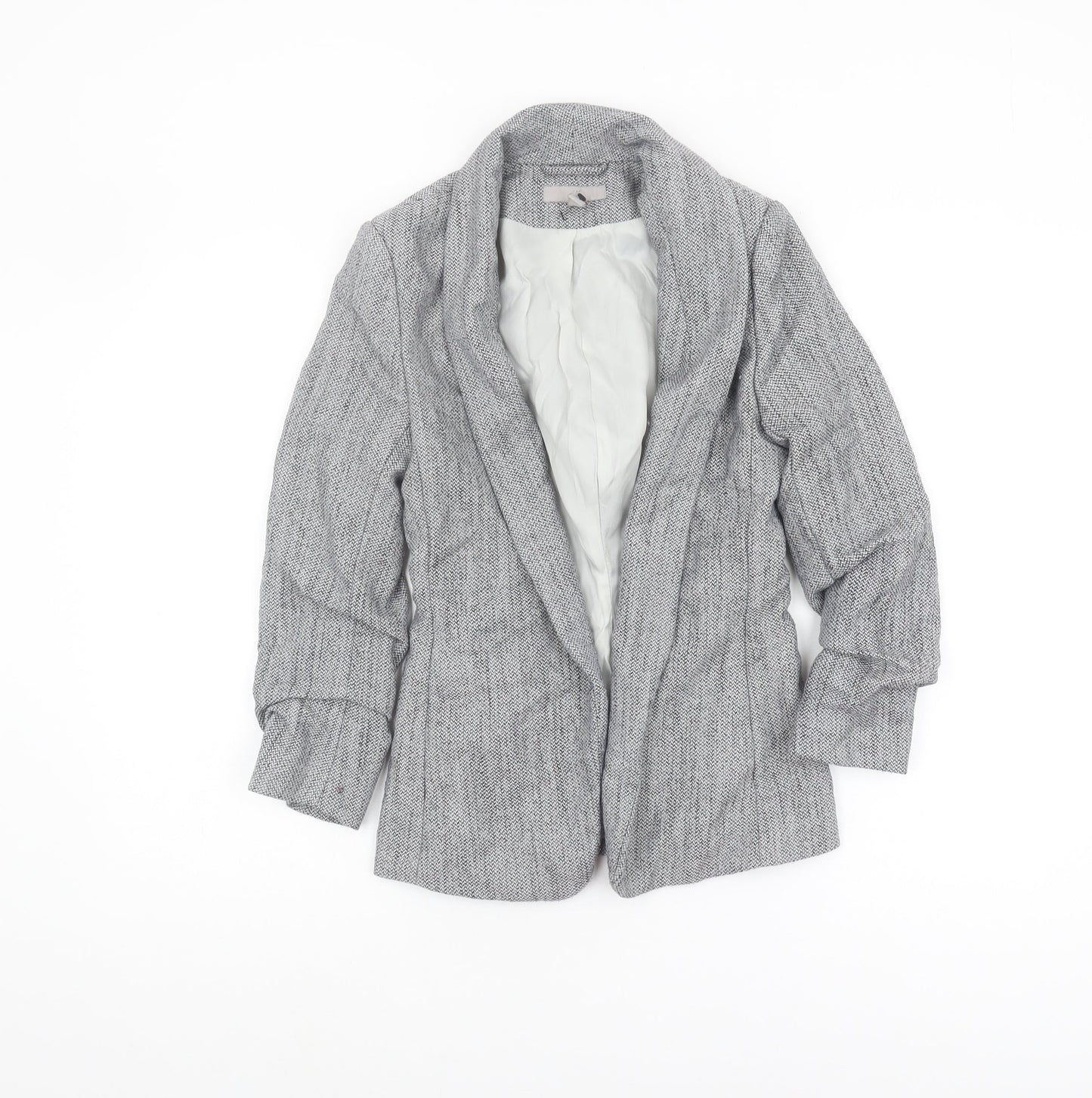 H&M Women's Grey Tweed Blazer, Size 4, Regular Fit