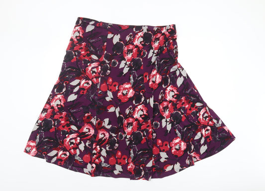 BM Collection Women's Purple Floral Flare Skirt Size 18