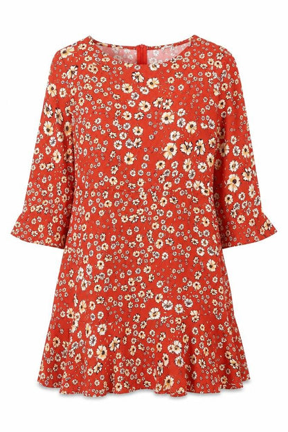 Pimkie Women's Red Floral A-Line Short Dress Size 12