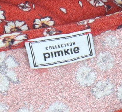 Pimkie Women's Red Floral A-Line Short Dress Size 12