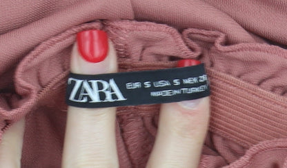Womens UK Size S Zara Pink Basic Blouse
