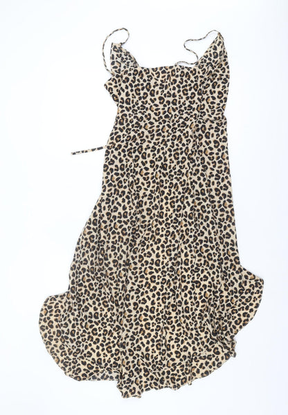 H&M Women's Beige Leopard Strappy Dress Size 10