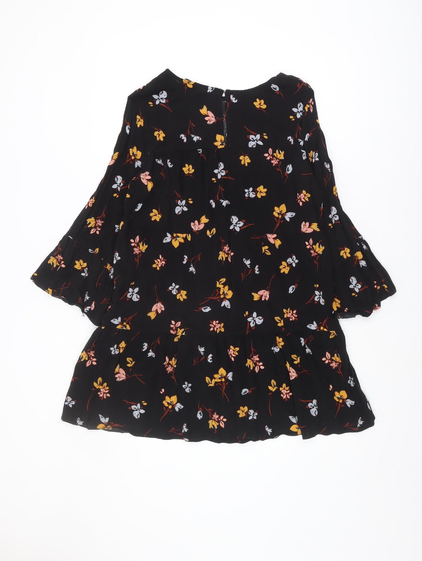 New Look Women's Black Floral Shift Dress - Size 12