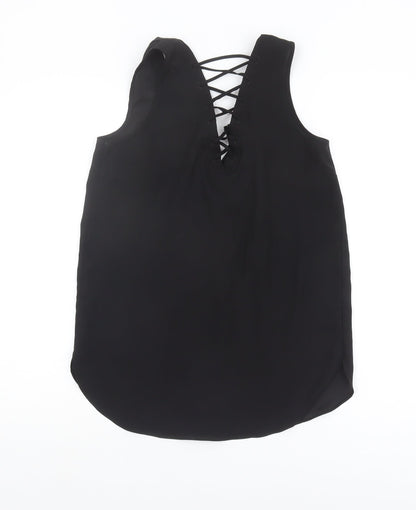 Womens UK Size 8 River Island Black Basic Tank