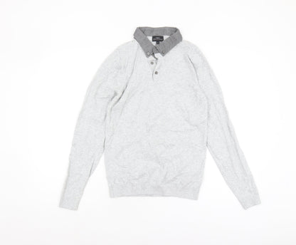 Next Men’s Grey Collared Jumper XS - Classic Style