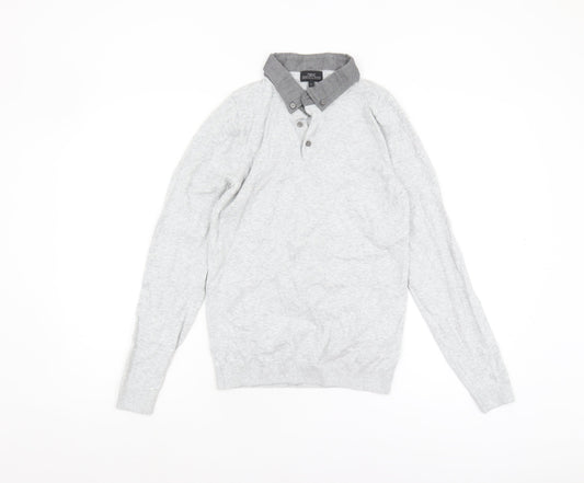 Next Men’s Grey Collared Jumper XS - Classic Style