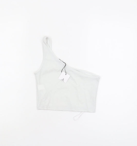Womens UK Size S Stradivarius White Cropped Tank