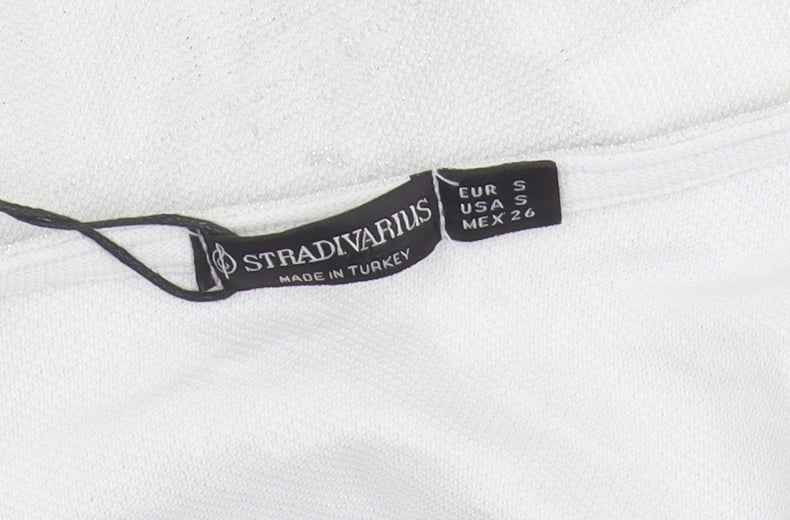 Womens UK Size S Stradivarius White Cropped Tank