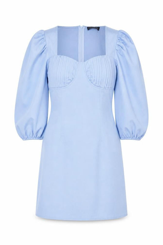 Front view of In The Style Blue Women's Dress, size 8, with Balloon Sleeves