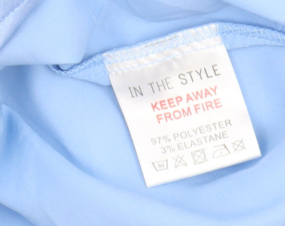 In The Style Blue Women's Dress Size 8 with Balloon Sleeves