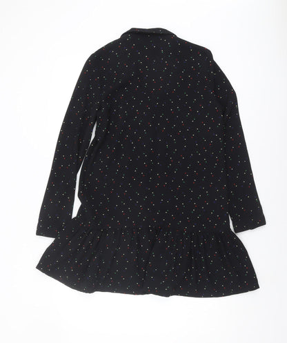 Zara Women's Black Polka Dot A-Line Dress XS