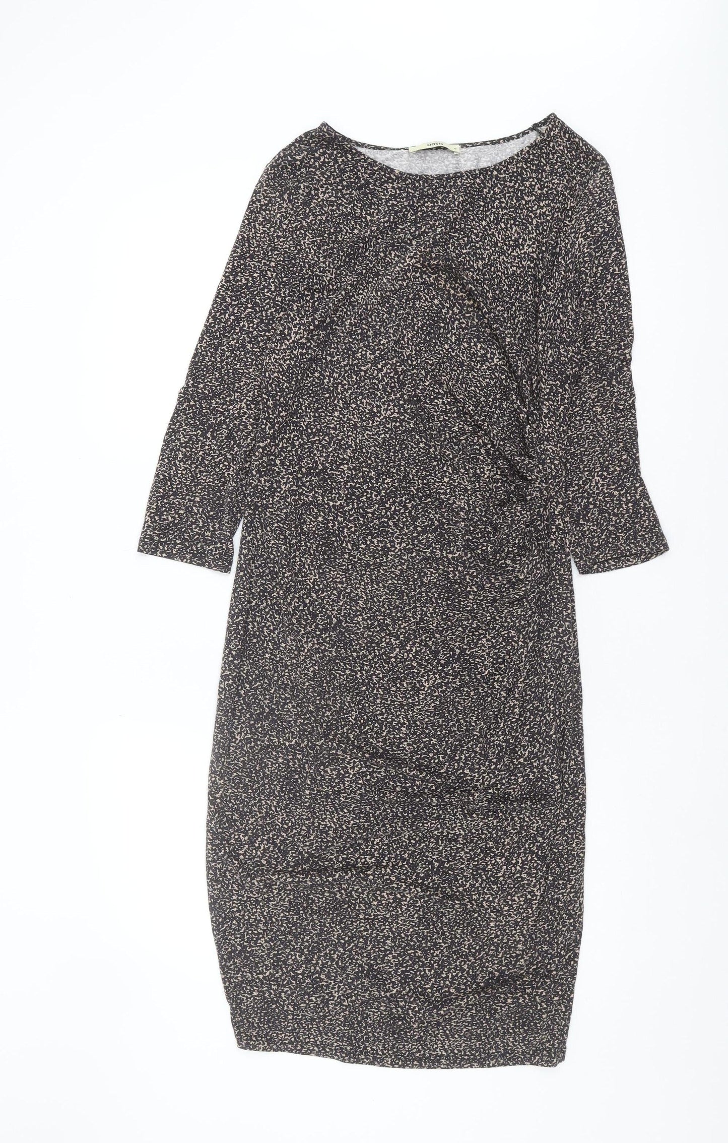 Oasis Women's Black Sheath Dress M, Geometric Pattern