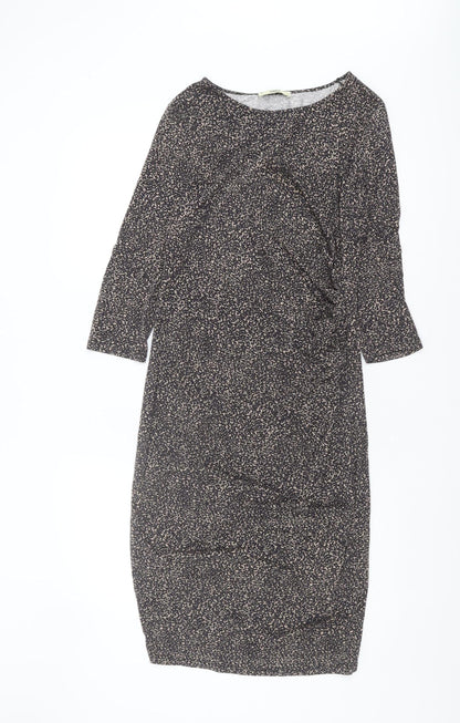 Oasis Women's Black Sheath Dress M, Geometric Pattern