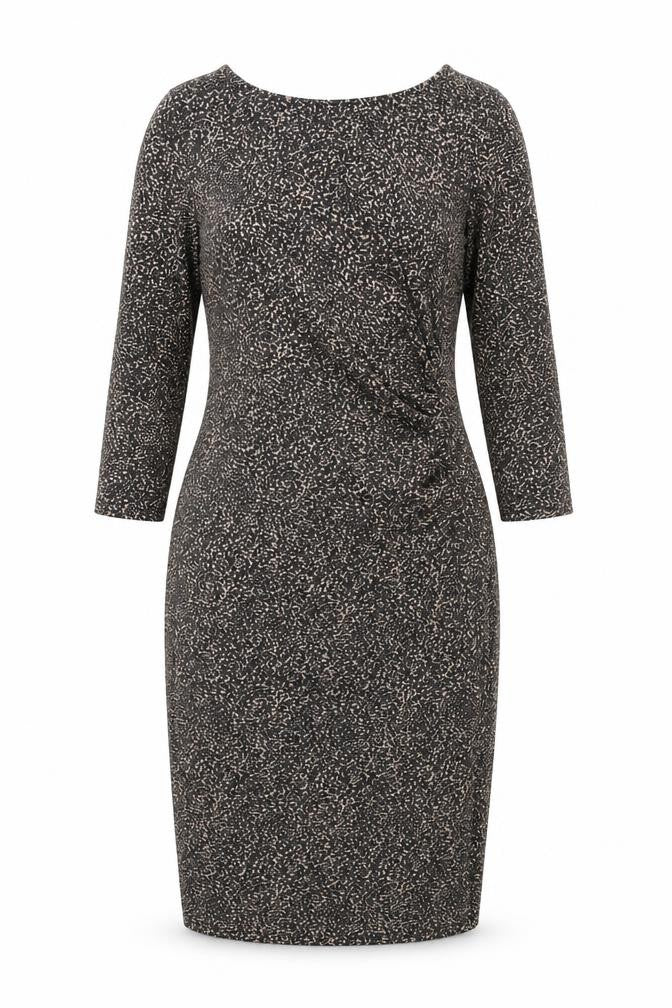 Oasis Women's Black Sheath Dress M, Geometric Pattern