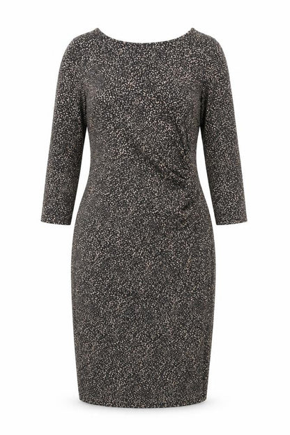 Oasis Women's Black Sheath Dress M, Geometric Pattern