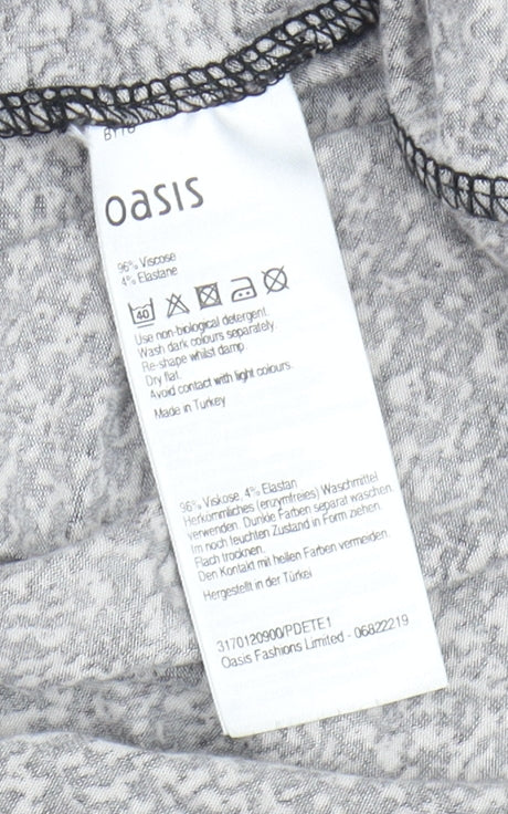 Oasis Women's Black Sheath Dress M, Geometric Pattern