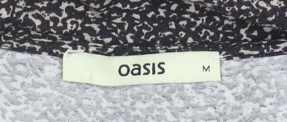 Oasis Women's Black Sheath Dress M, Geometric Pattern