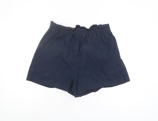 Zara Women's Blue Paperbag Shorts L High Waist