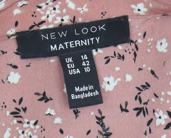 New Look Women’s Pink Floral Maternity Shirt Dress