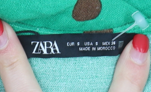 Womens UK Size S Zara Green Wrap Blouse