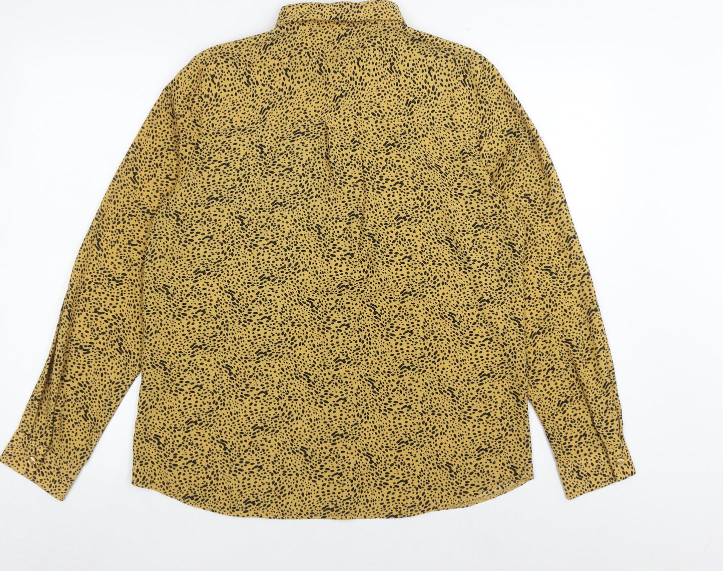 New Look Women's Yellow Animal Print Button-Up Shirt