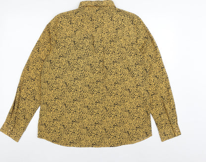 New Look Women's Yellow Animal Print Button-Up Shirt