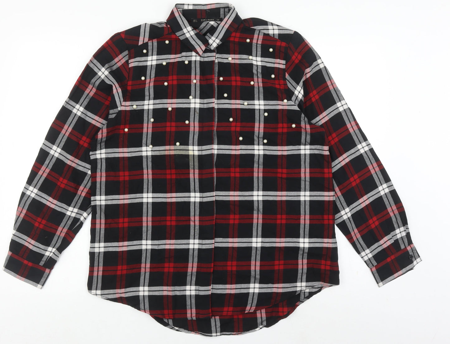 Womens UK Size M Zara Multicoloured Basic Button-Up