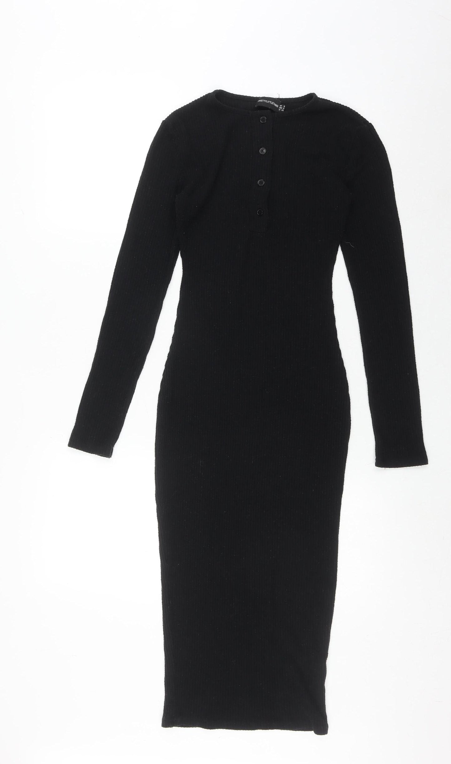 PrettyLittleThing Women's Black Bodycon Midi Dress Size 6