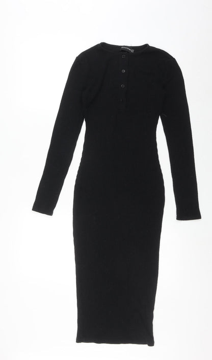 PrettyLittleThing Women's Black Bodycon Midi Dress Size 6