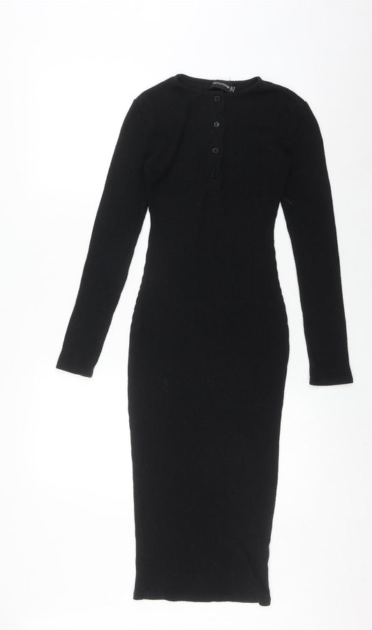 PrettyLittleThing Women's Black Bodycon Midi Dress Size 6