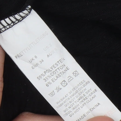 PrettyLittleThing Women's Black Bodycon Midi Dress Size 6