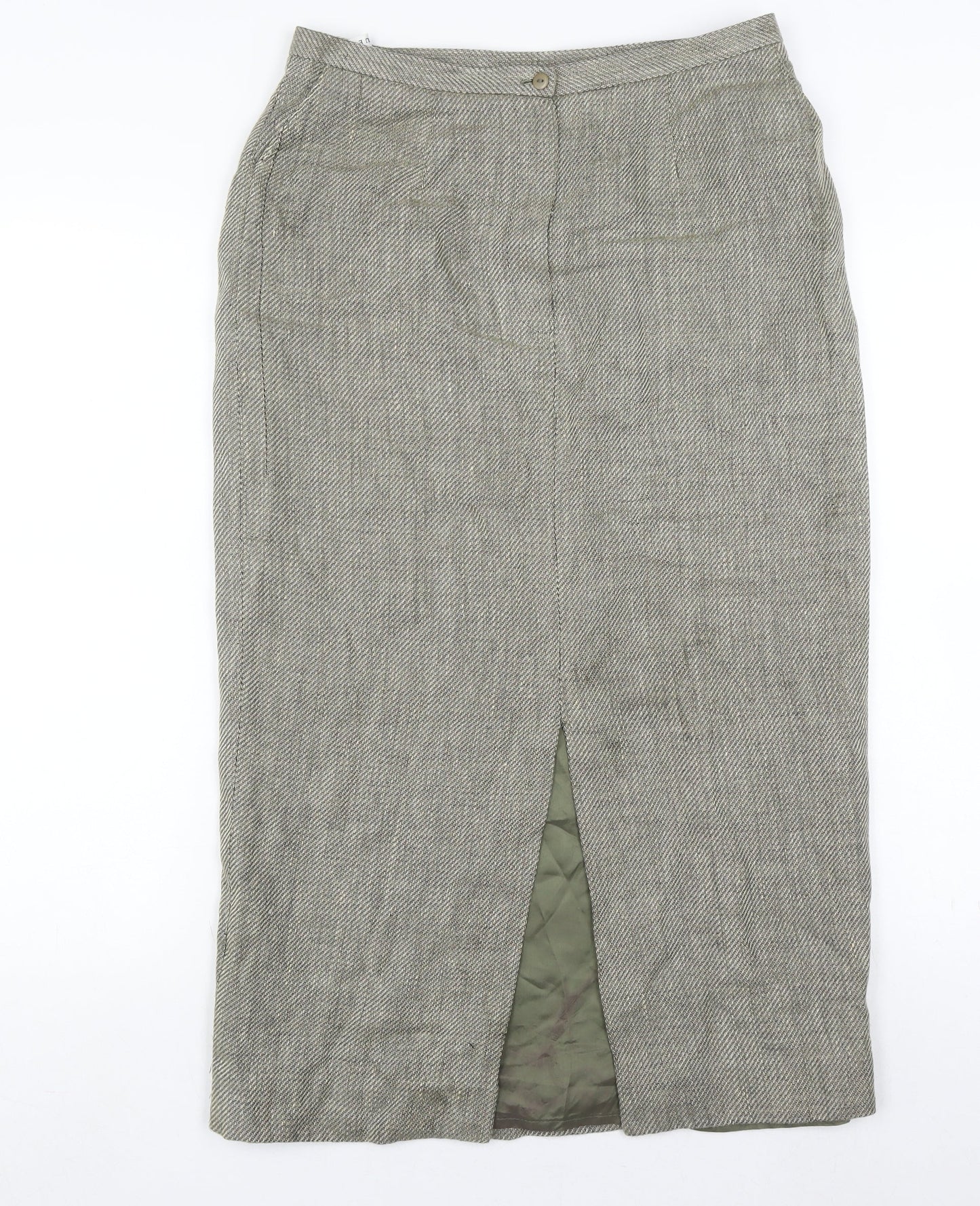 Minuet Women's Grey Long Pencil Skirt, Size 14, Linen Blend
