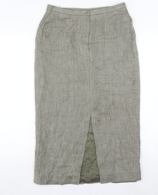Minuet Women's Grey Long Pencil Skirt, Size 14, Linen Blend