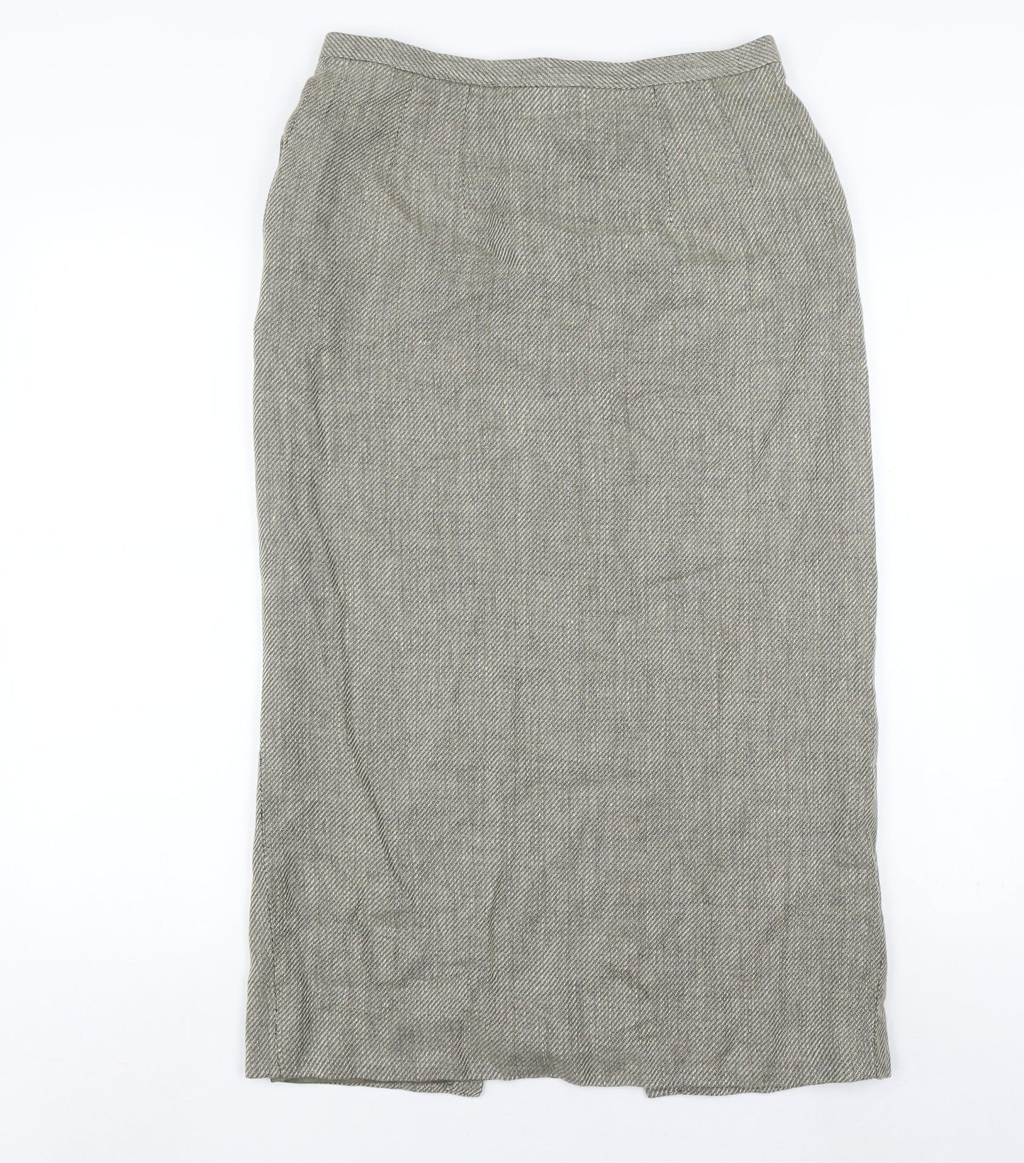 Minuet Women's Grey Long Pencil Skirt, Size 14, Linen Blend